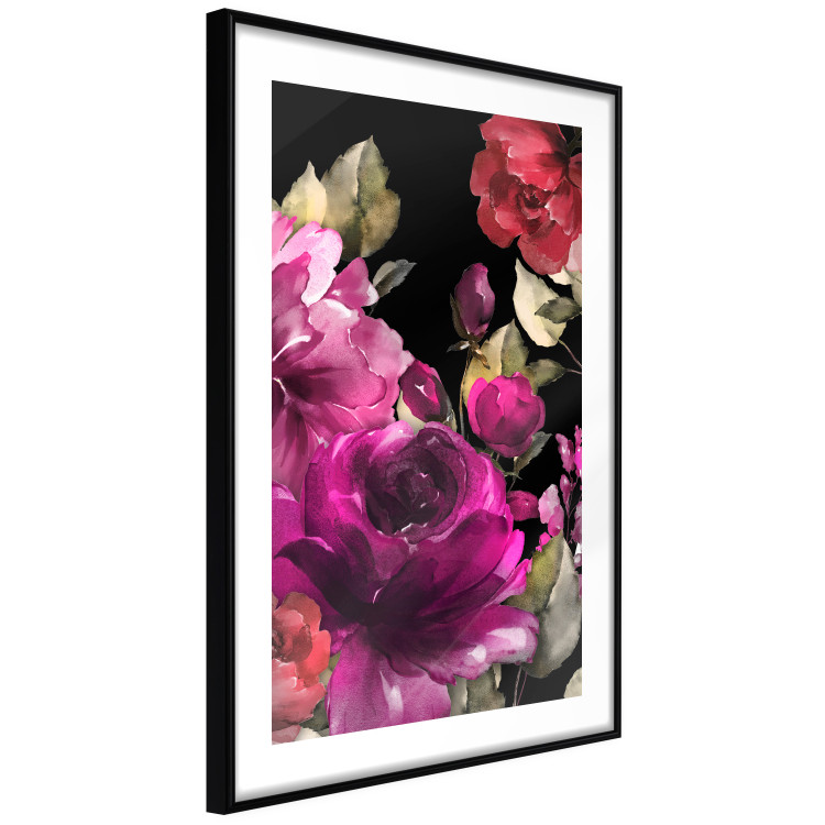 Poster Midsummer - colorful watercolor flowers on a black background 117995 additionalImage 11