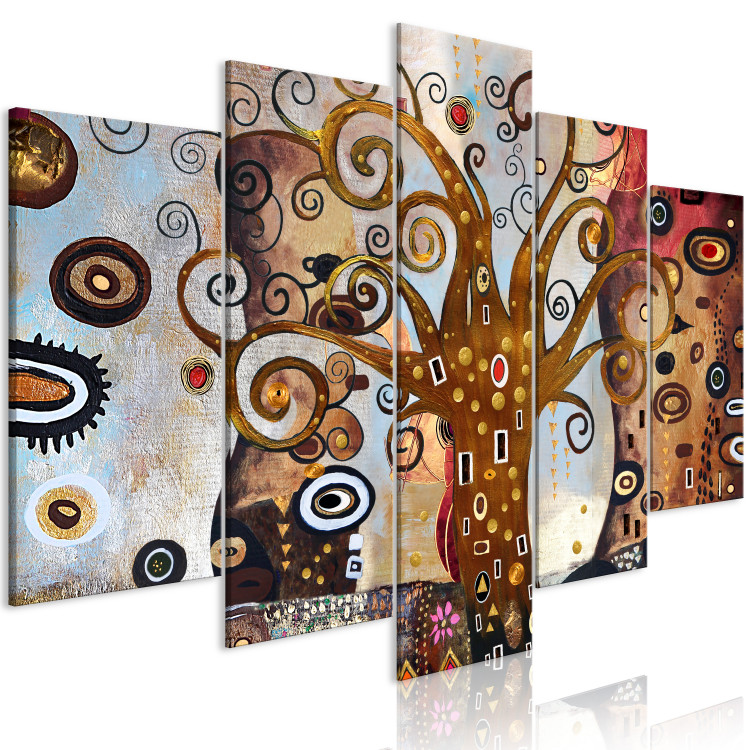 Canvas Print Art Nouveau tree - an abstract pentaptic with geometric elements 118495 additionalImage 2