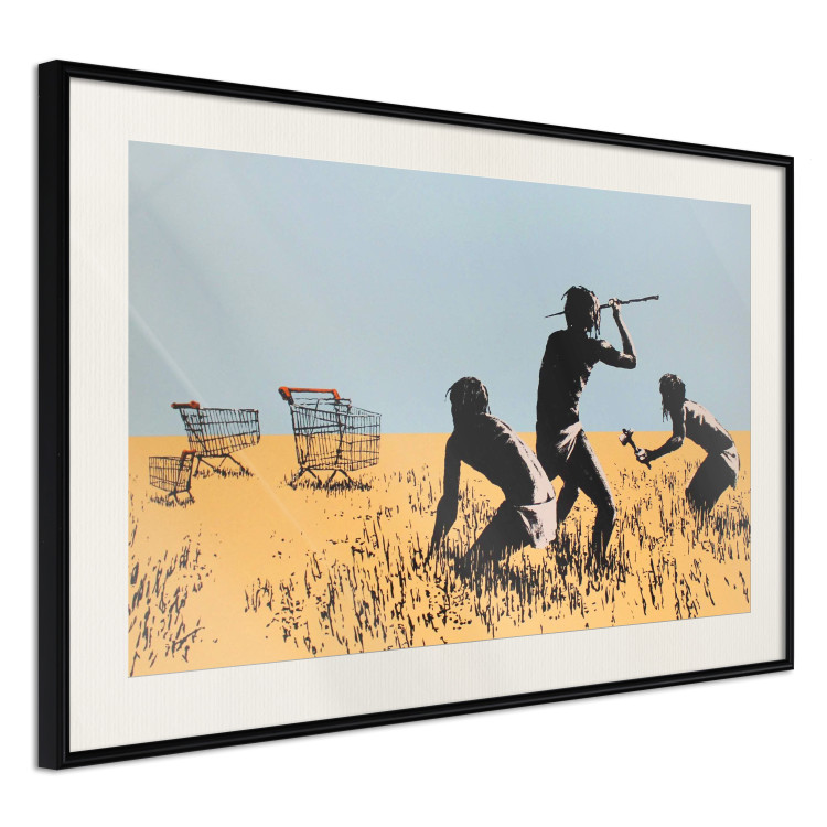 Wall Poster Deal Hunters - graffiti with people and carts in a field in Banksy style 118695 additionalImage 3