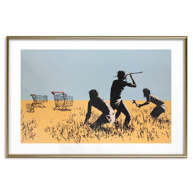 Wall Poster Deal Hunters - graffiti with people and carts in a field in Banksy style 118695 additionalImage 15