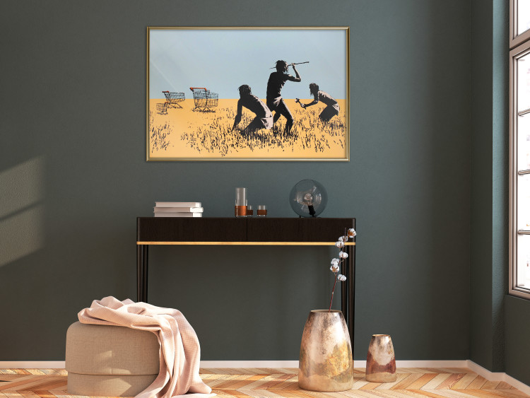 Wall Poster Deal Hunters - graffiti with people and carts in a field in Banksy style 118695 additionalImage 5