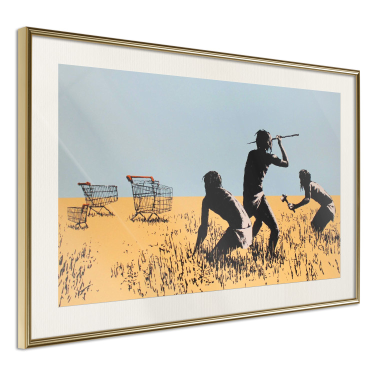 Wall Poster Deal Hunters - graffiti with people and carts in a field in Banksy style 118695 additionalImage 2