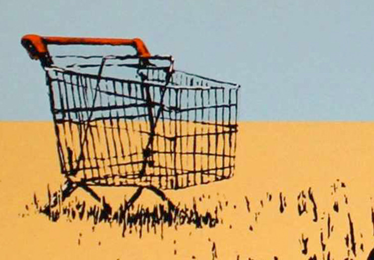 Wall Poster Deal Hunters - graffiti with people and carts in a field in Banksy style 118695 additionalImage 11