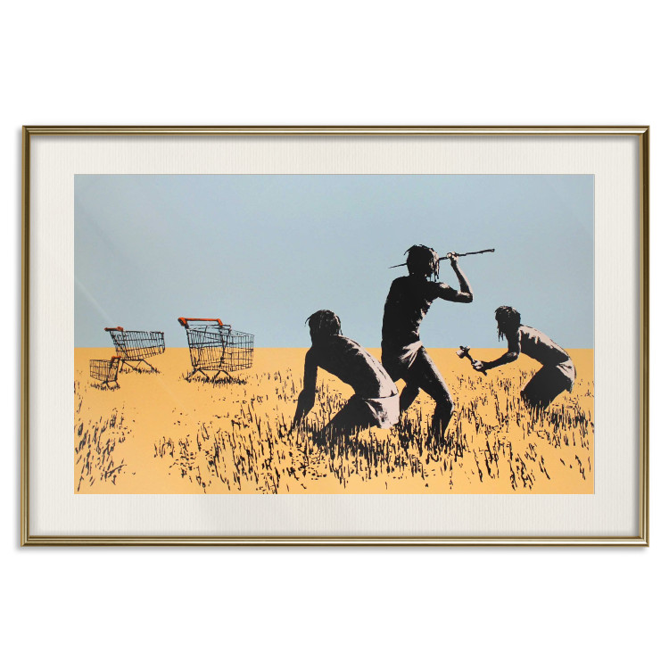 Wall Poster Deal Hunters - graffiti with people and carts in a field in Banksy style 118695 additionalImage 21