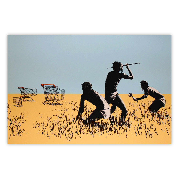 Wall Poster Deal Hunters - graffiti with people and carts in a field in Banksy style 118695