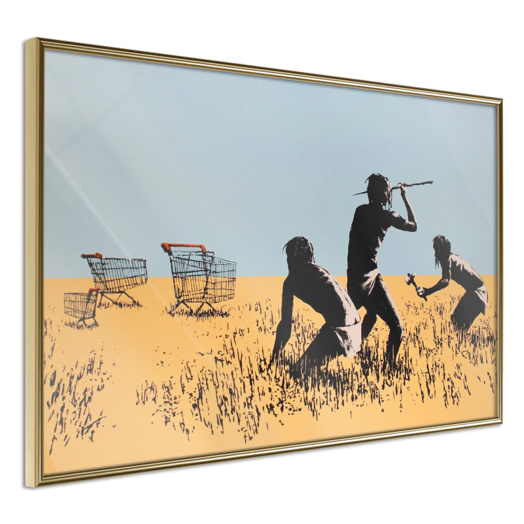 Wall Poster Deal Hunters - graffiti with people and carts in a field in Banksy style 118695 additionalImage 14