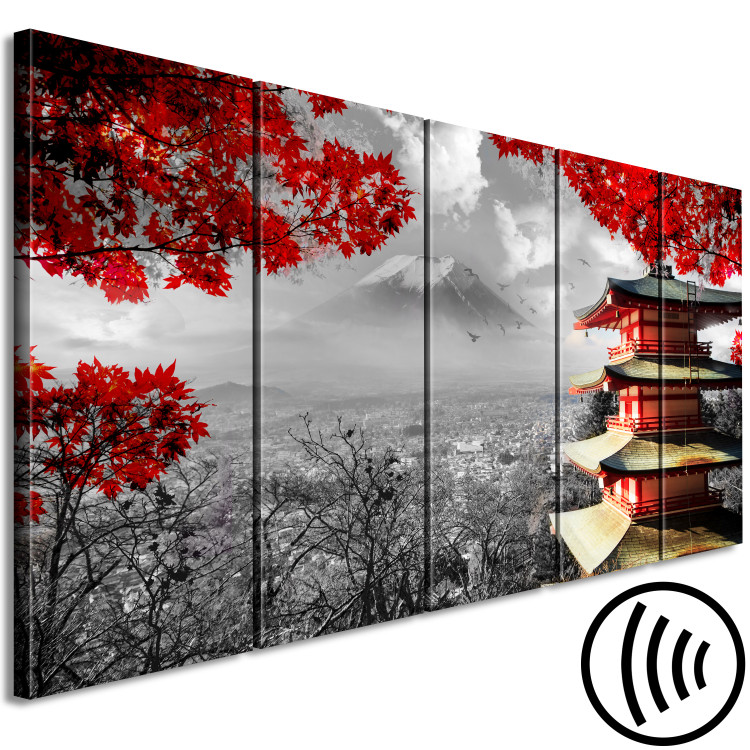 Canvas Print Japan in Nature's Shades (5-part) - Architecture Against Mountains 122795 additionalImage 6