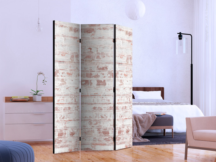Room Divider Echo of Spring - texture of orange bricks with a white concrete motif 122995 additionalImage 2