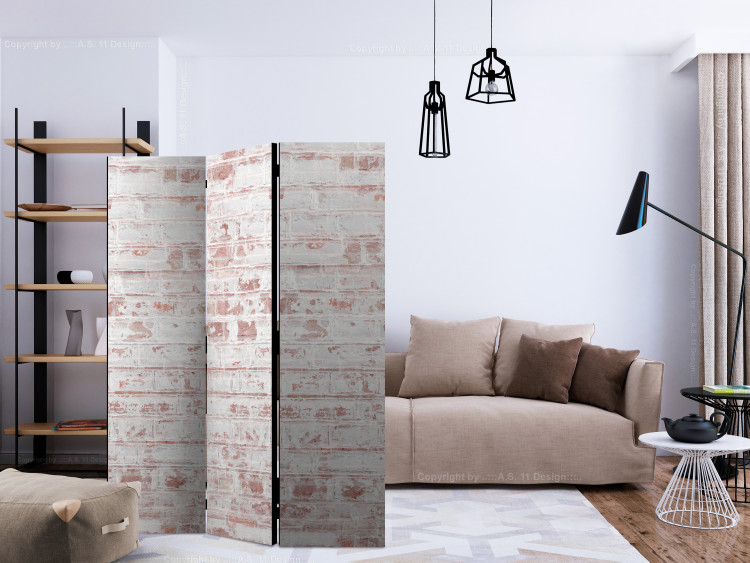 Room Divider Echo of Spring - texture of orange bricks with a white concrete motif 122995 additionalImage 4