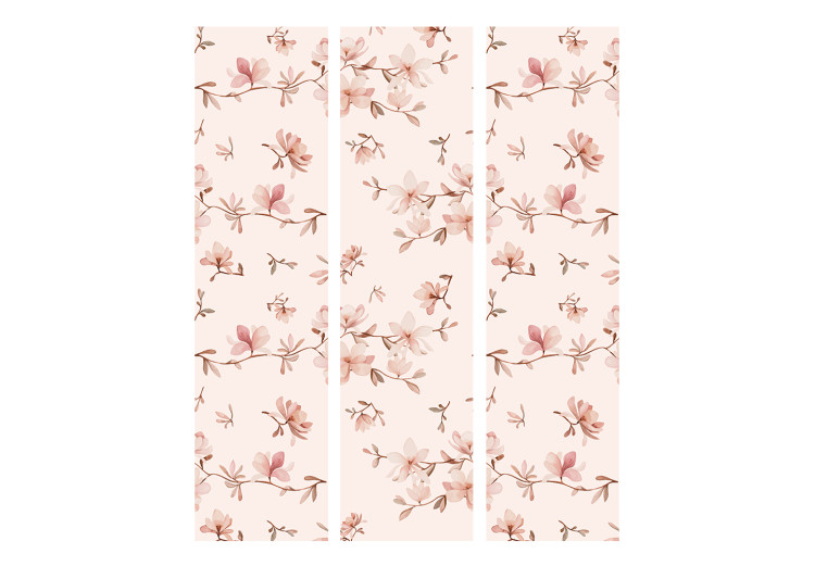 Room Separator Magnolia Branches - pink plants with a pastel hue and a pink background 123295 additionalImage 3