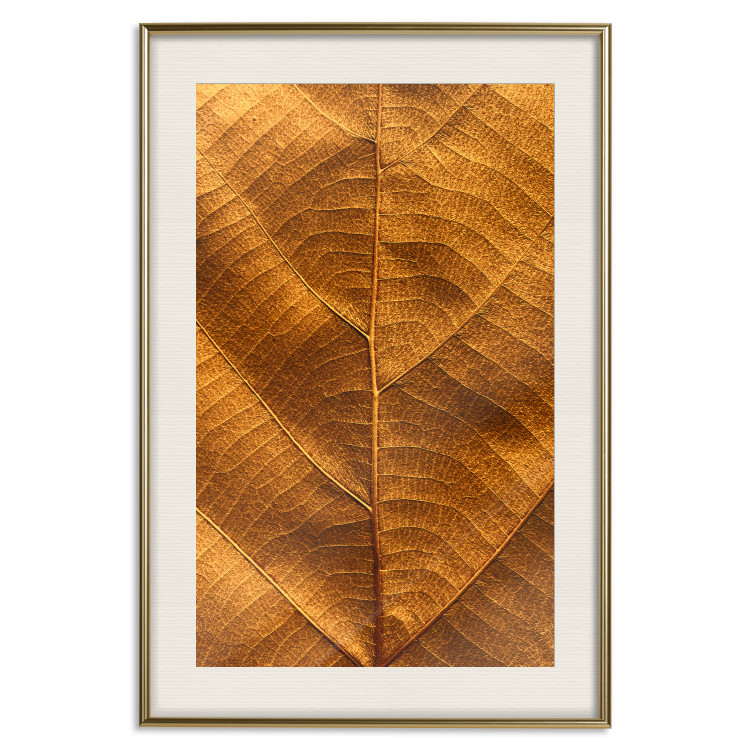 Poster Autumn Leaf - golden texture of a leaf with intricate details 123795 additionalImage 19