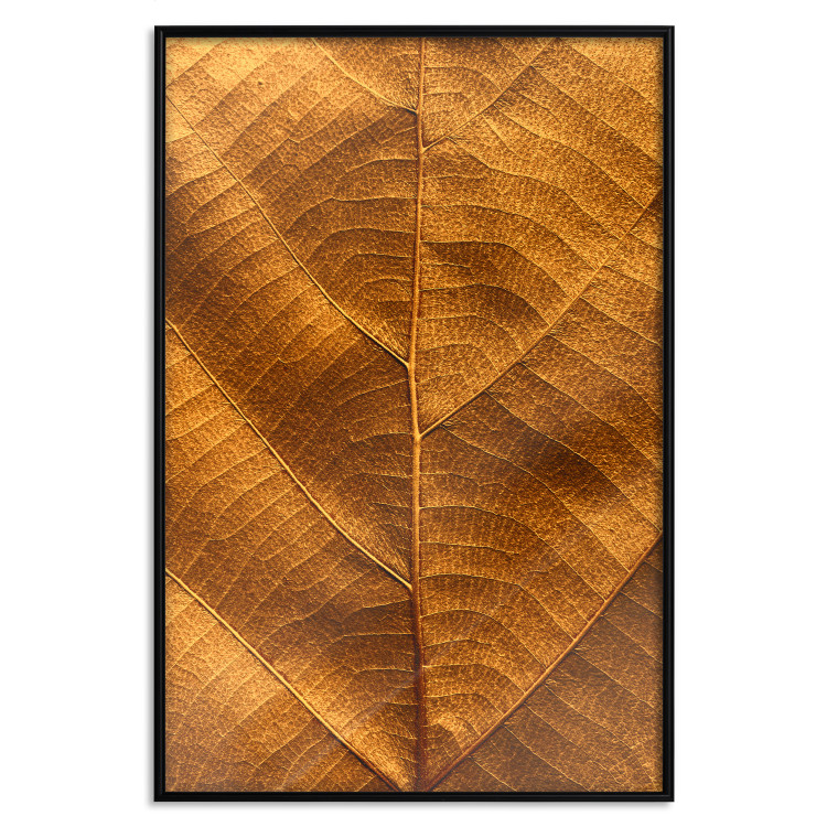 Poster Autumn Leaf - golden texture of a leaf with intricate details 123795 additionalImage 24