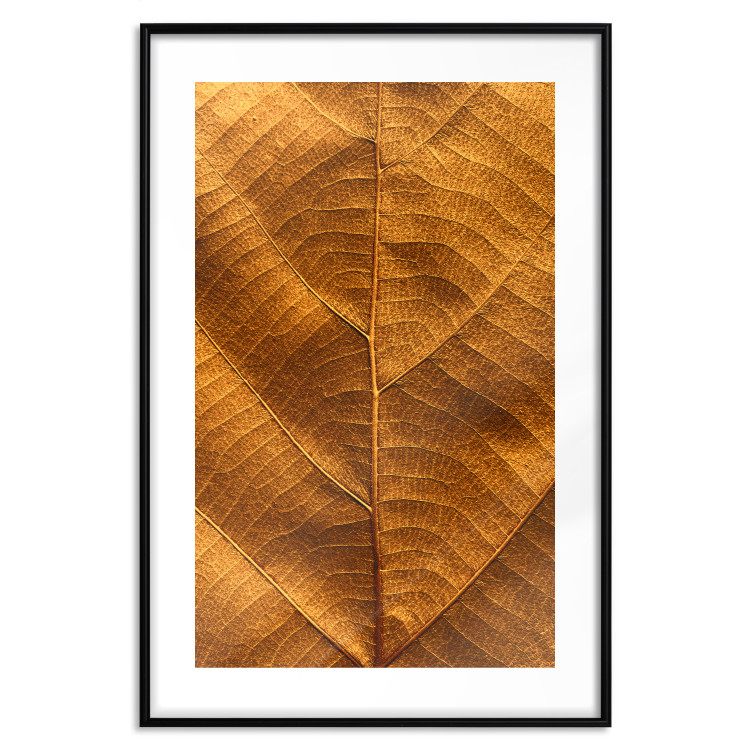 Poster Autumn Leaf - golden texture of a leaf with intricate details 123795 additionalImage 15