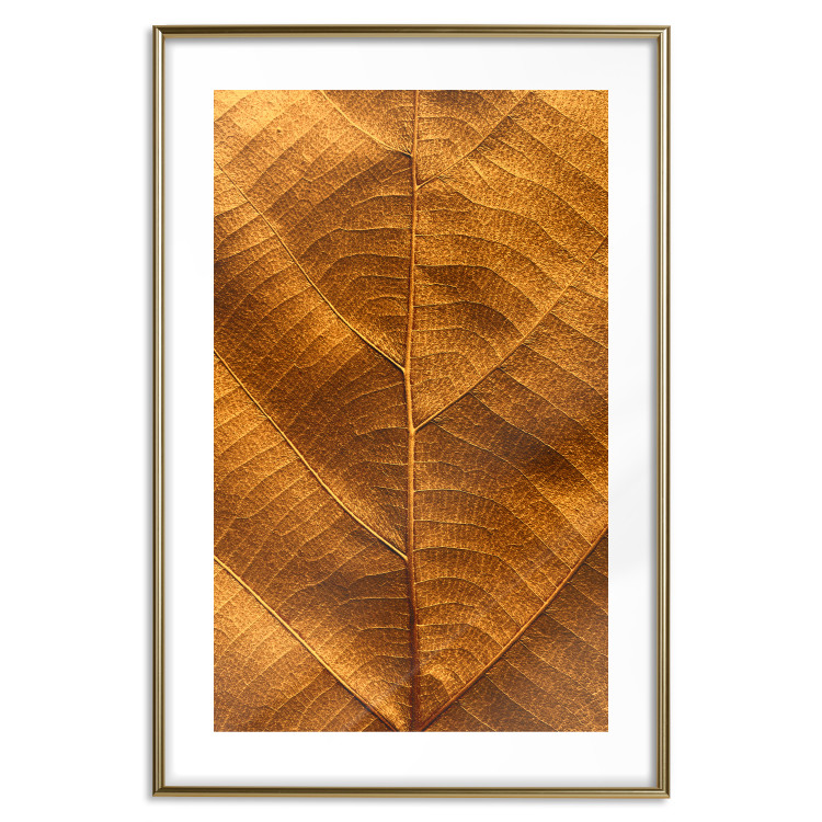 Poster Autumn Leaf - golden texture of a leaf with intricate details 123795 additionalImage 14