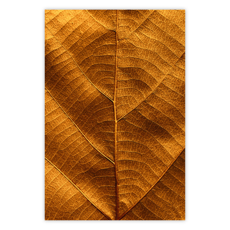 Poster Autumn Leaf - golden texture of a leaf with intricate details 123795