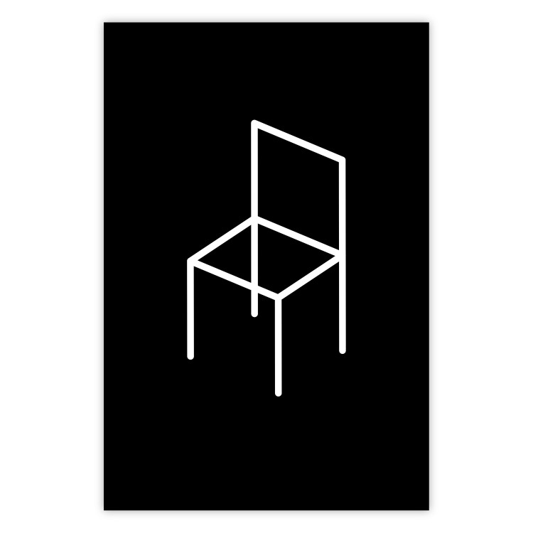 Wall Poster Chair - white line art of a chair with geometric figures on black background 123995