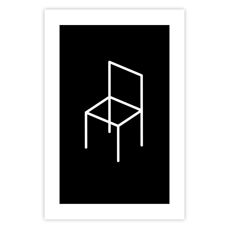 Wall Poster Chair - white line art of a chair with geometric figures on black background 123995 additionalImage 25