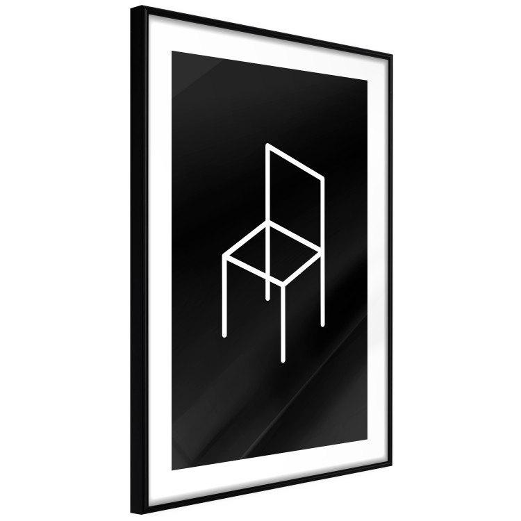 Wall Poster Chair - white line art of a chair with geometric figures on black background 123995 additionalImage 13