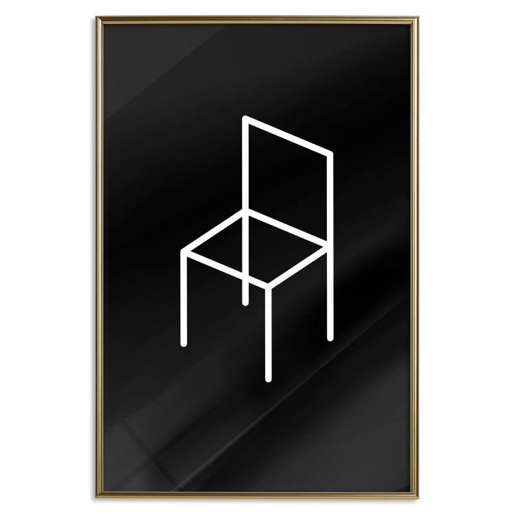 Wall Poster Chair - white line art of a chair with geometric figures on black background 123995 additionalImage 20