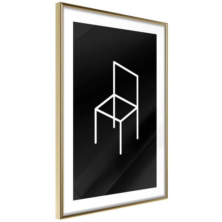 Wall Poster Chair - white line art of a chair with geometric figures on black background 123995 additionalImage 6