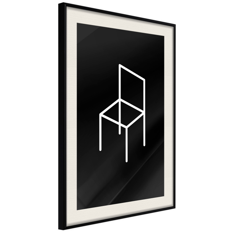 Wall Poster Chair - white line art of a chair with geometric figures on black background 123995 additionalImage 3