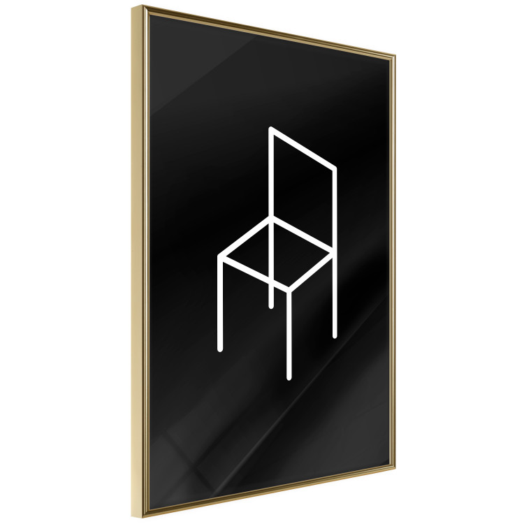 Wall Poster Chair - white line art of a chair with geometric figures on black background 123995 additionalImage 14
