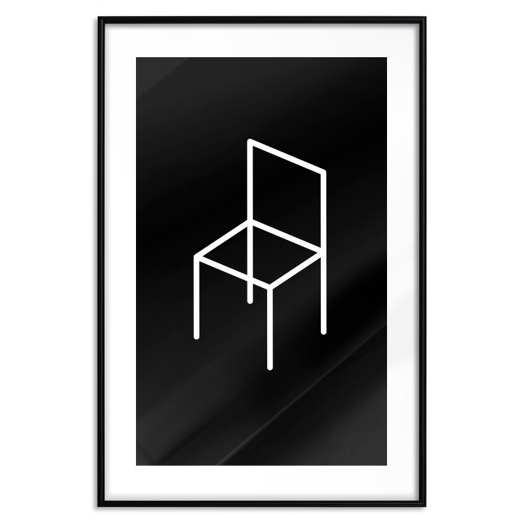 Wall Poster Chair - white line art of a chair with geometric figures on black background 123995 additionalImage 17