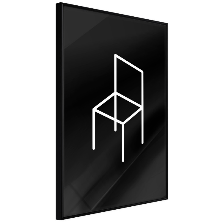 Wall Poster Chair - white line art of a chair with geometric figures on black background 123995 additionalImage 12
