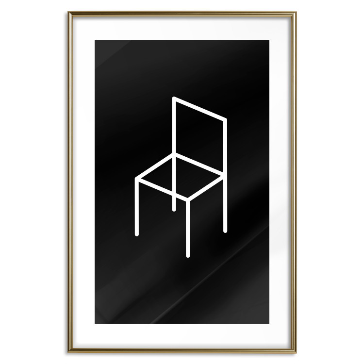 Wall Poster Chair - white line art of a chair with geometric figures on black background 123995 additionalImage 16