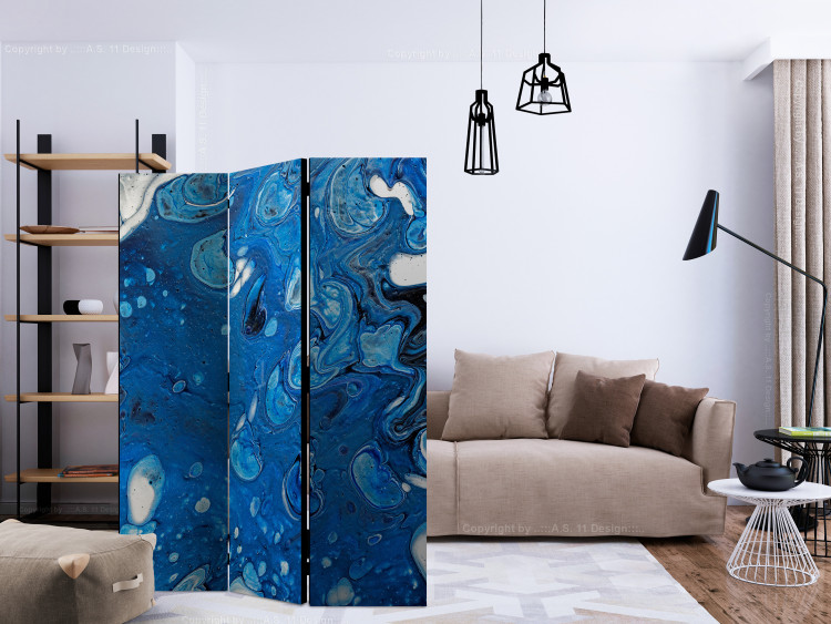 Room Separator Stream of Blue (3-piece) - artistic blue water abstraction 124095 additionalImage 4