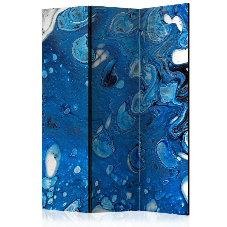 Room Separator Stream of Blue (3-piece) - artistic blue water abstraction 124095