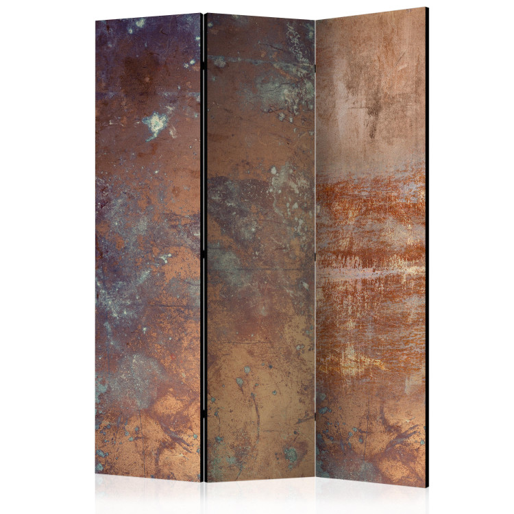 Room Divider Screen Rusty Plate (3-piece) - warm-colored patterned background 124295