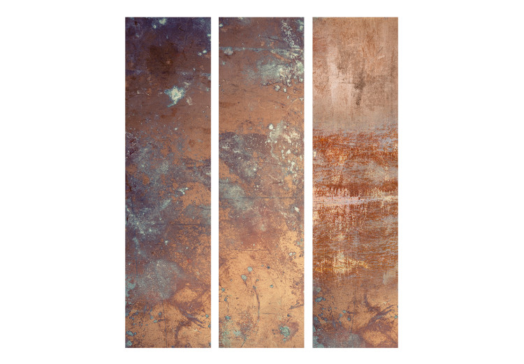 Room Divider Screen Rusty Plate (3-piece) - warm-colored patterned background 124295 additionalImage 3