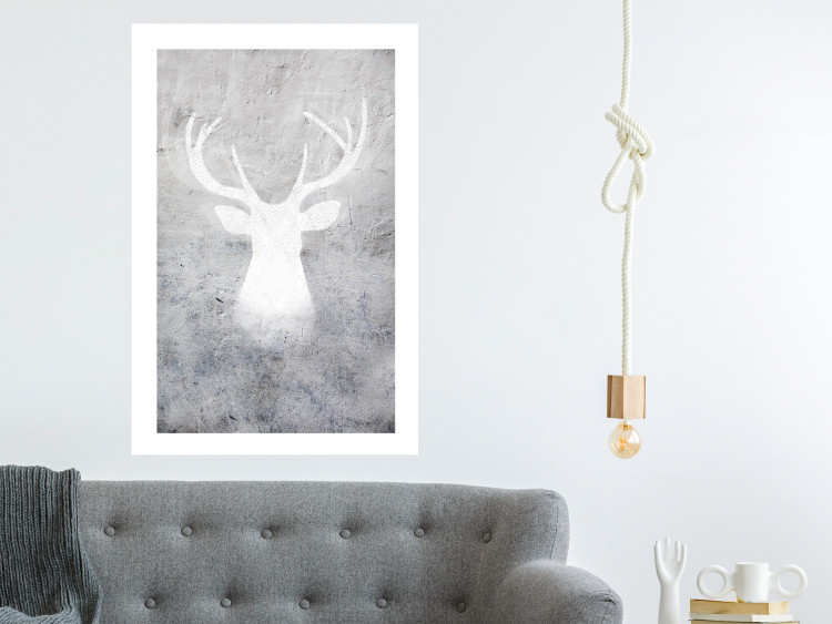 Wall Poster Noble Stag - lighter shade of deer on gray concrete texture 124495 additionalImage 2