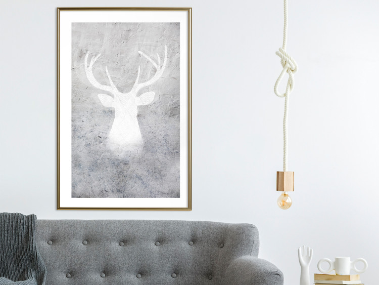 Wall Poster Noble Stag - lighter shade of deer on gray concrete texture 124495 additionalImage 13