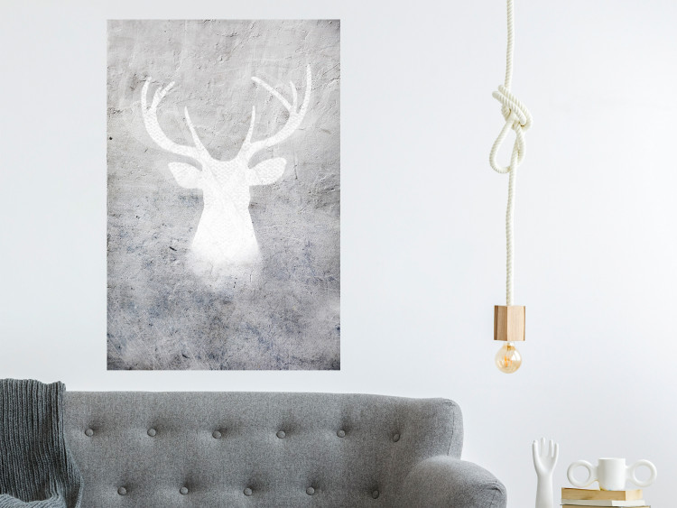 Wall Poster Noble Stag - lighter shade of deer on gray concrete texture 124495 additionalImage 17