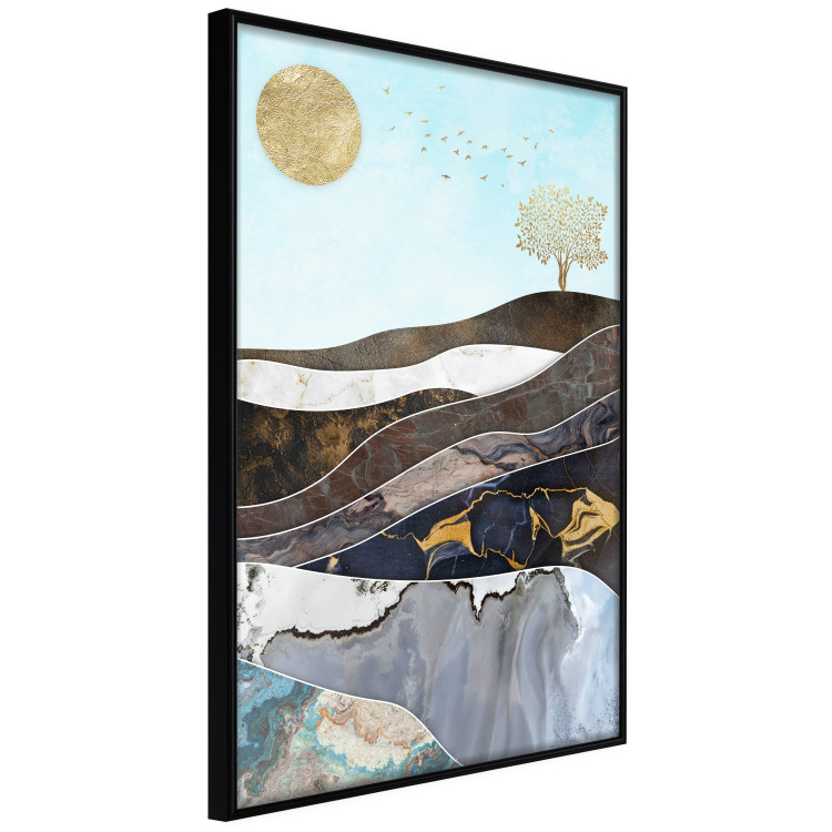 Wall Poster Layers of Earth - abstract landscape with a golden sun and tree 125895 additionalImage 10