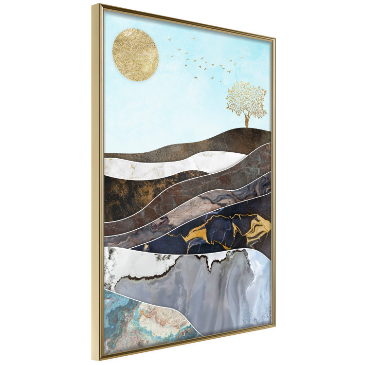 Wall Poster Layers of Earth - abstract landscape with a golden sun and tree 125895 additionalImage 12
