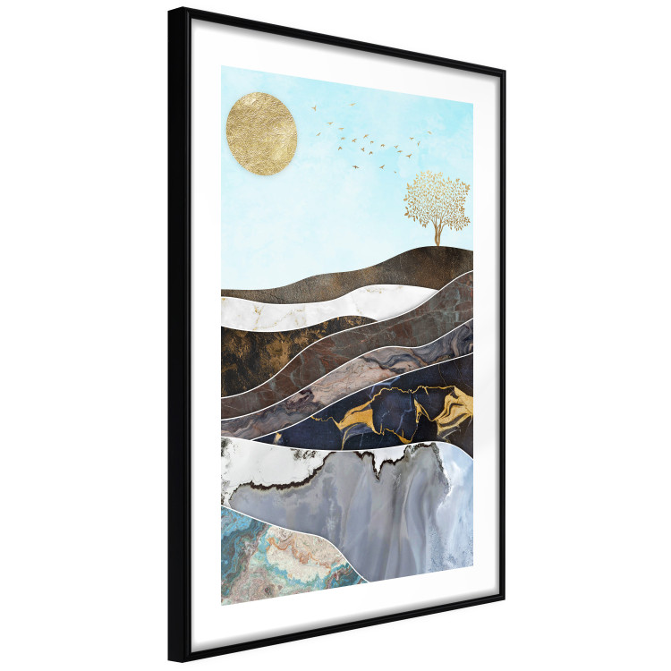 Wall Poster Layers of Earth - abstract landscape with a golden sun and tree 125895 additionalImage 11