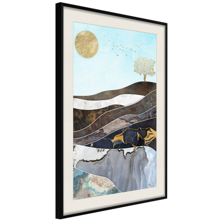 Wall Poster Layers of Earth - abstract landscape with a golden sun and tree 125895 additionalImage 3
