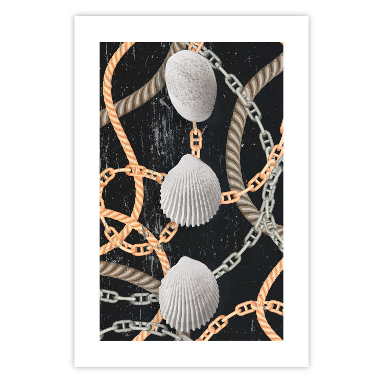 Poster Sea Treasures - abstraction of seashells and metal chains 127395 additionalImage 25