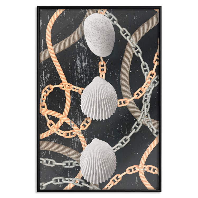 Poster Sea Treasures - abstraction of seashells and metal chains 127395 additionalImage 18