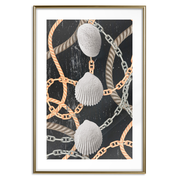 Poster Sea Treasures - abstraction of seashells and metal chains 127395 additionalImage 14