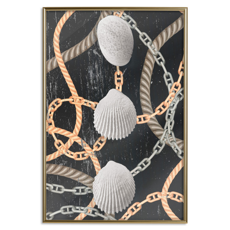 Poster Sea Treasures - abstraction of seashells and metal chains 127395 additionalImage 17