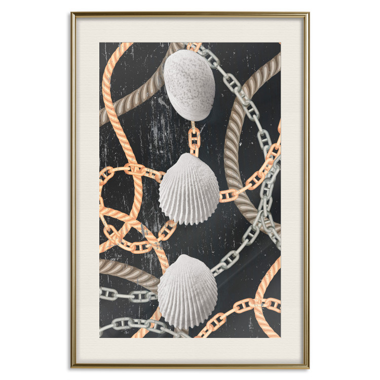 Poster Sea Treasures - abstraction of seashells and metal chains 127395 additionalImage 20
