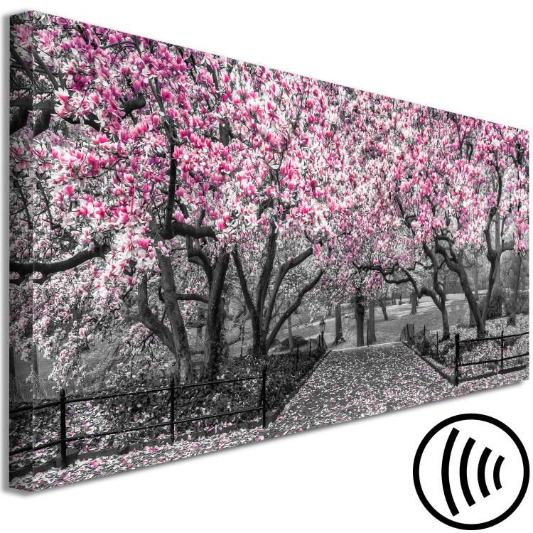 Canvas Magnolia Park (1-part) narrow - pink flowers in a gray setting 128795 additionalImage 6