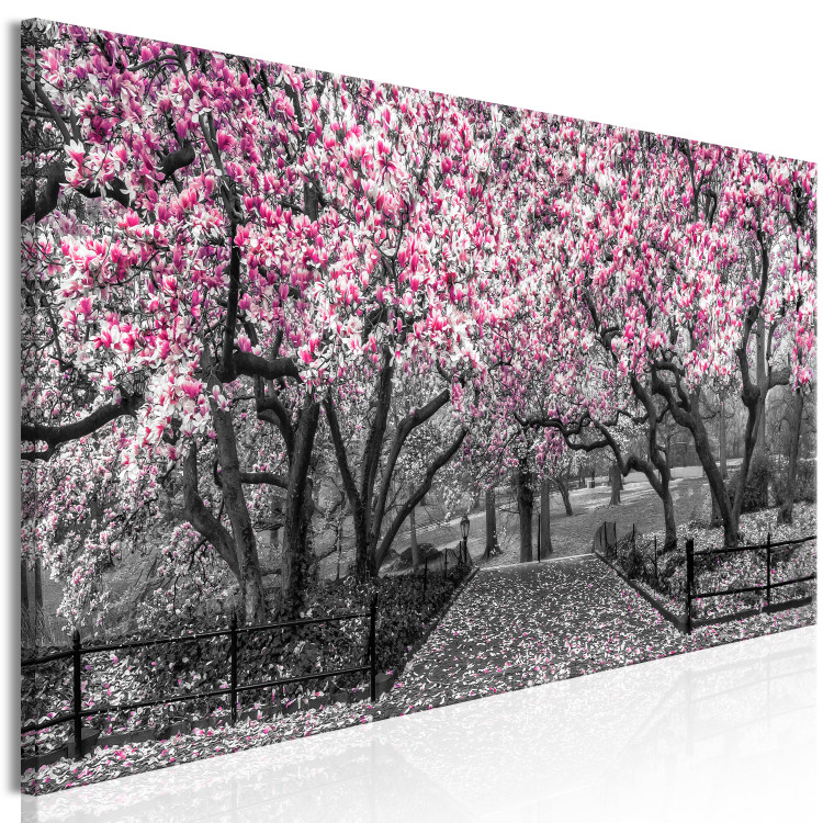 Canvas Magnolia Park (1-part) narrow - pink flowers in a gray setting 128795 additionalImage 2