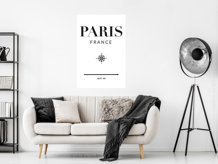 Wall Poster Direction Paris - black English text on white background with compass 129595 additionalImage 2