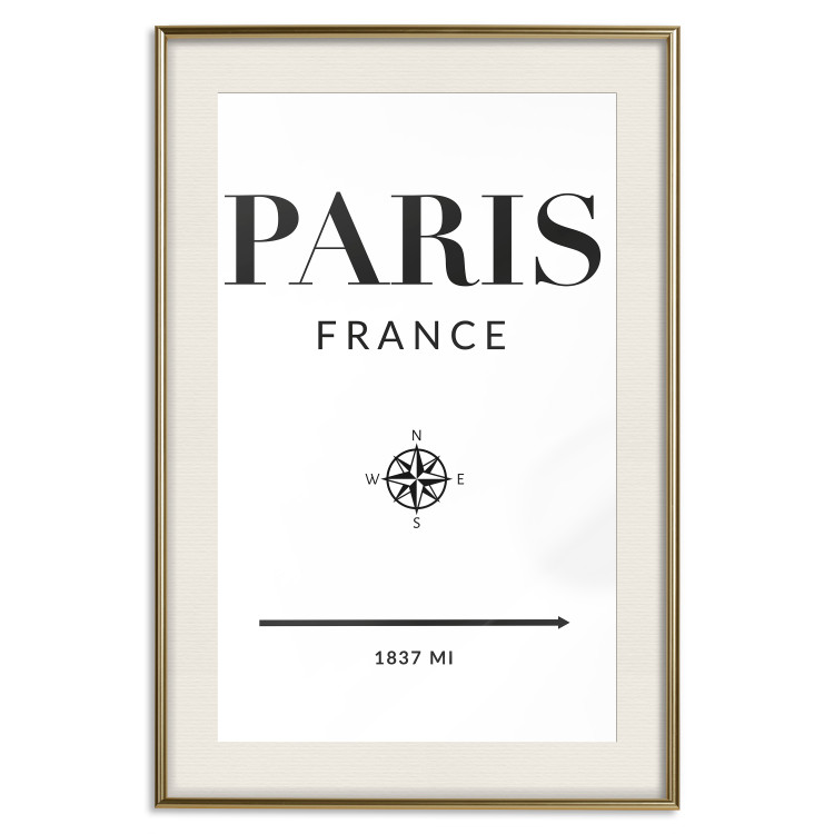 Wall Poster Direction Paris - black English text on white background with compass 129595 additionalImage 20