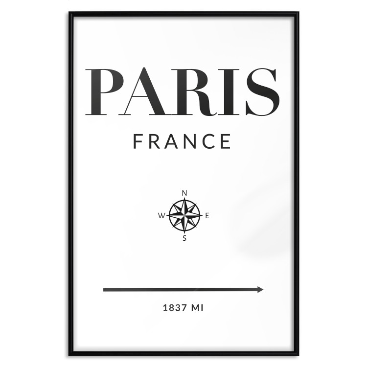 Wall Poster Direction Paris - black English text on white background with compass 129595 additionalImage 15